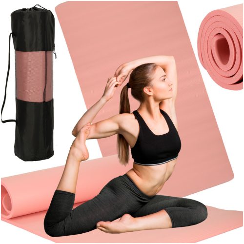 Jóga torna edzőszőnyeg fitness karimata vastag 1,5cm rózsaszín + borító
