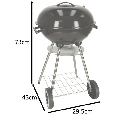 Zárható faszén brikett kerti grill szellőzőfedéllel és polccal