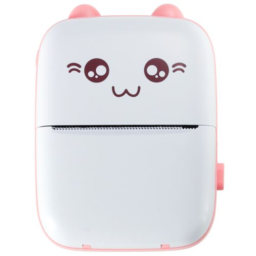 Mini hőcímke fotónyomtató + USB kábel macska rózsaszín