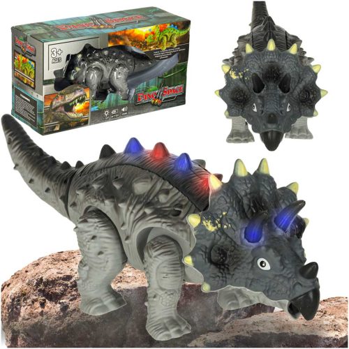 Távirányítású dinoszaurusz RC Triceratops sétál világít fel ordít
