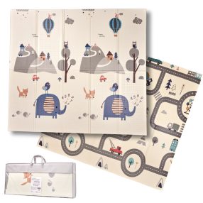   Oktatási összecsukható habszivacs szőnyeg kétoldalas 180 x 200 cm utca/erdő