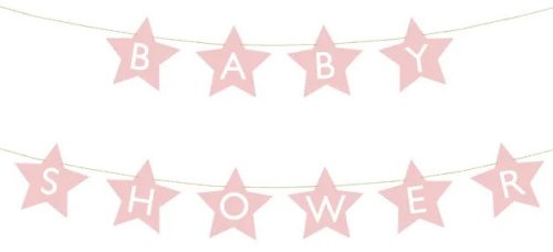 Banner jel a babaköszöntő csillagokhoz fényes rózsaszín 290cm x 16.5cm