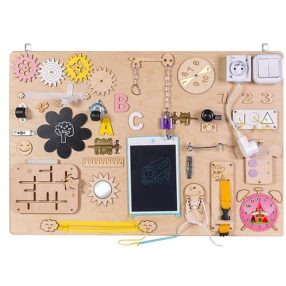   Fából készült manipulációs tábla rózsaszín óra 75x50cm