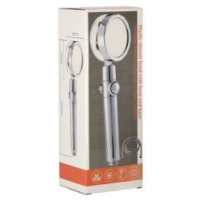 Kézi zuhany turbinával és tömlővel ezüst