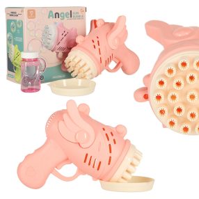   Szappan buborék pisztoly szappan buborékok szárnyakkal rózsaszínű