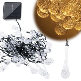 Napelemes kerti jégcsapfény, 6,5 m, 30 LED, meleg fehér