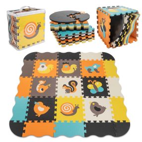   Habszivacs puzzle szőnyeg / játszószőnyeg gyerekeknek 25db színes állatok 114cm x 114cm x 1cm