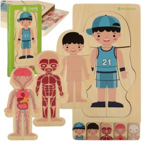 Fa réteges puzzle montessori testépítő fiú fiú