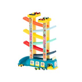 Autó csúszda garázs + 8 autó