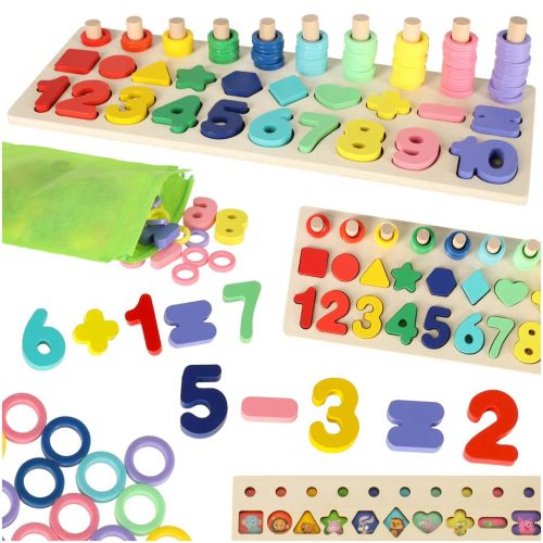 Montessori fából készült számsoroló 3in1 13x36cm