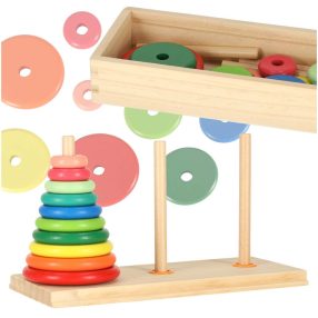   Fából készült piramis alaptoronnyal szivárvány szortírozóval