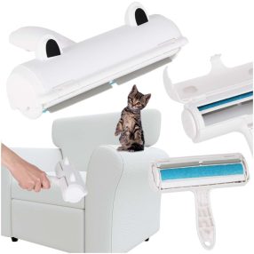 Fehér és kék szőrtisztító kefe