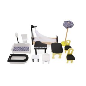 Fából készült MDF babaház + bútor 122cm XXL LED LED