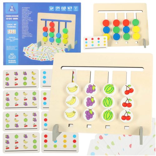 Fából készült oktatási játék egyezés színek montessori gyümölcsök