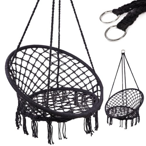 Gólyafészek karosszék hinta háttámlával fekete 80cm
