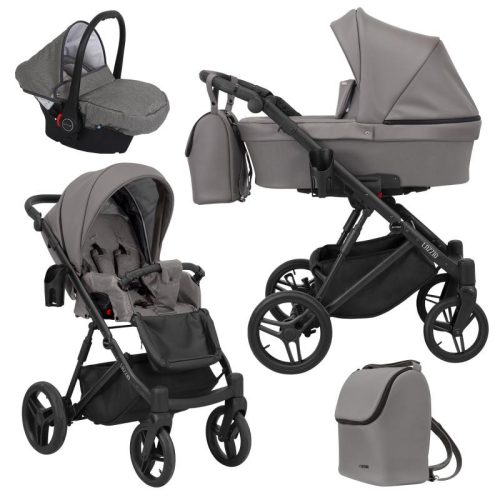 Kunert LAZZIO 3in1 multifunktionaler Kinderwagen - Graphite ECO Leder