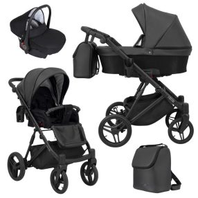   Kunert LAZZIO 3in1 multifunktionaler Kinderwagen - Schwarz ECO Leder
