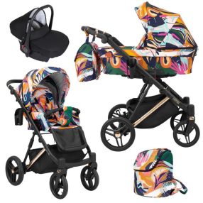   Kunert LAZZIO Premium 3in1 Multifunktionskinderwagen - Regenbogen (goldener Rahmen)