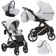 Kunert LAZZIO Premium 3in1 Multifunktionskinderwagen - Hellgraues ECO-Leder (goldener Rahmen)