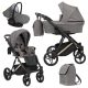 Kunert LAZZIO Premium 3in1 Multifunktionskinderwagen - Graphite ECO Leder (goldenes Gestell)