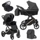 Kunert LAZZIO Premium 3in1 Multifunktionskinderwagen - Schwarzes ECO-Leder (goldener Rahmen)
