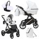 Kunert LAZZIO Premium 3in1 multifunktionaler Kinderwagen - Weißes ECO-Leder (goldener Rahmen)