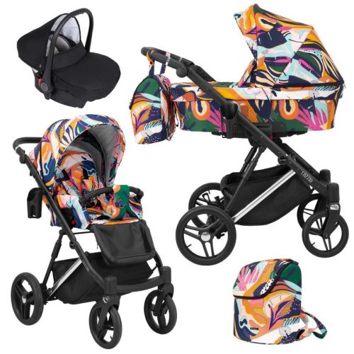 Kunert LAZZIO Premium 3in1 Multifunktionskinderwagen - Regenbogen (silberner Rahmen)