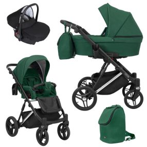   Kunert LAZZIO Premium 3in1 Multifunktionskinderwagen - Grün (silbernes Gestell)