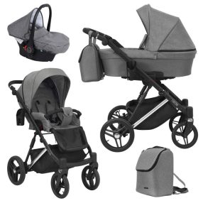   Kunert LAZZIO Premium 3in1 Multifunktionskinderwagen - Dunkelgrau (silberner Rahmen)