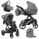 Kunert LAZZIO Premium 3in1 Multifunktionskinderwagen - Dunkelgrau (silberner Rahmen)