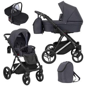   Kunert LAZZIO Premium 3in1 Multifunktionskinderwagen - Anthrazit (silberner Rahmen)