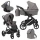 Kunert LAZZIO Premium 3in1 Multifunktionskinderwagen - Graphite ECO Leder (silbernes Gestell)