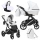 Kunert LAZZIO Premium 3in1 Multifunktionskinderwagen - Weißes ECO-Leder (silbernes Gestell)