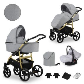   Kunert MATA 3in1 Multifunktionskinderwagen - Hellgrau (GRAY) - goldenes Gestell