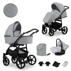   Kunert MATA 3in1 Multifunktionskinderwagen - Hellgrau (GRAY) - schwarzes Gestell