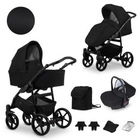   Kunert MATA 3in1 multifunktionaler Kinderwagen - Schwarz (BLACK) - schwarzes Gestell