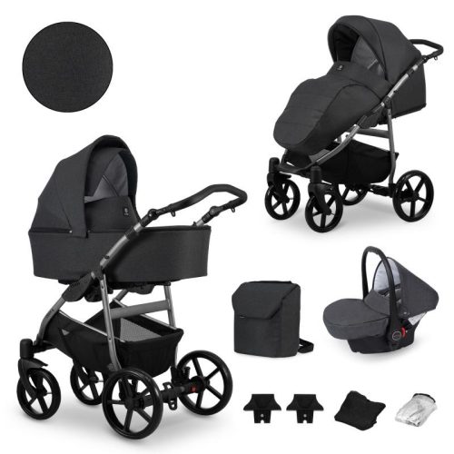 Kunert MATA 3in1 Multifunktionskinderwagen - Dunkelgrau (GRAPHITE) - graues Gestell