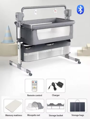 Multifunktionale elektrische Wiege und Babybett - Grau