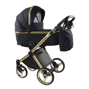   Sojan MILAZZO 3in1 Multifunktionskinderwagen -  Schwarz (Goldrahmen, gesteppt)