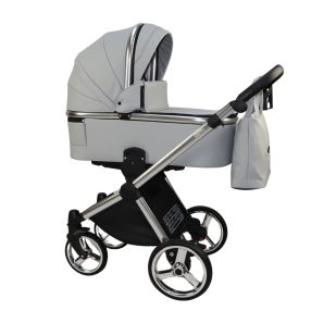   Sojan MILAZZO 3in1 Multifunktionskinderwagen - Grau(Öko-Leder, silberner Rahmen)