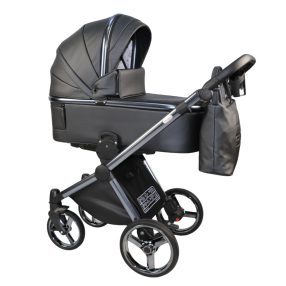   Sojan MILAZZO 3in1 Multifunktionskinderwagen -  Schwarz (Öko-Leder, Chromrahmen)