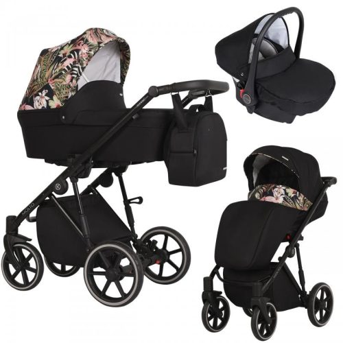 Kunert MOLTO 3in1 Multifunktionskinderwagen - Schwarz/Chromatic - schwarzes Gestell
