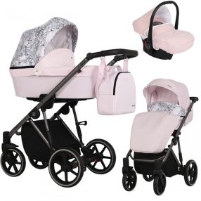   Kunert MOLTO 3in1 multifunktionaler Kinderwagen - Pink/Floral - graphitfarbenes Gestell