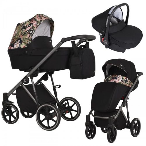 Kunert MOLTO 3in1 multifunktionaler Kinderwagen - Schwarz/Chromatic - graphitfarbenes Gestell