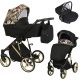 Kunert MOLTO Premium 3in1 Multifunktionskinderwagen - Schwarz/Blume - Goldrahmen