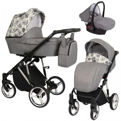 Kunert MOLTO Premium 3in1 Multifunktionskinderwagen - Graphit/Chrom - Gestell silber
