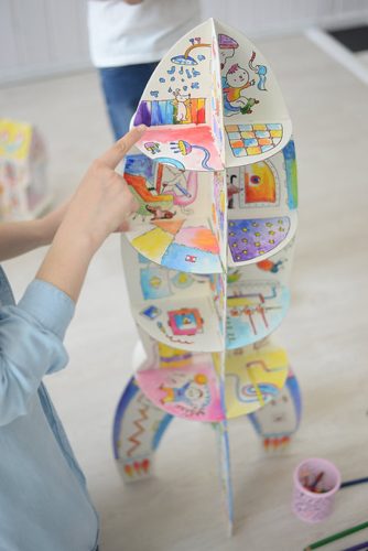 Rakieta" przestrzenna kolorowanka XXL dla dzieci