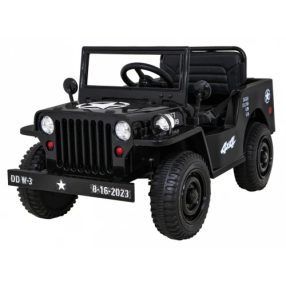   Retro-Militär-Elektro-Kleinwagen, 4x4, 140W, 12V/7Ah - Schwarz