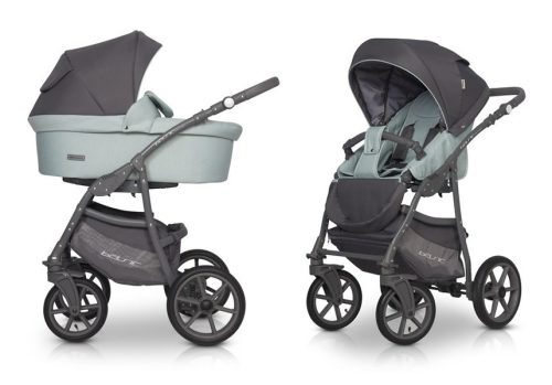Riko Basic Pastell 3in1 Multifunktionskinderwagen + Tasche - Grün