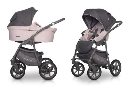 Riko Basic Pastell 3in1 Multifunktionskinderwagen + Tasche - Rosa